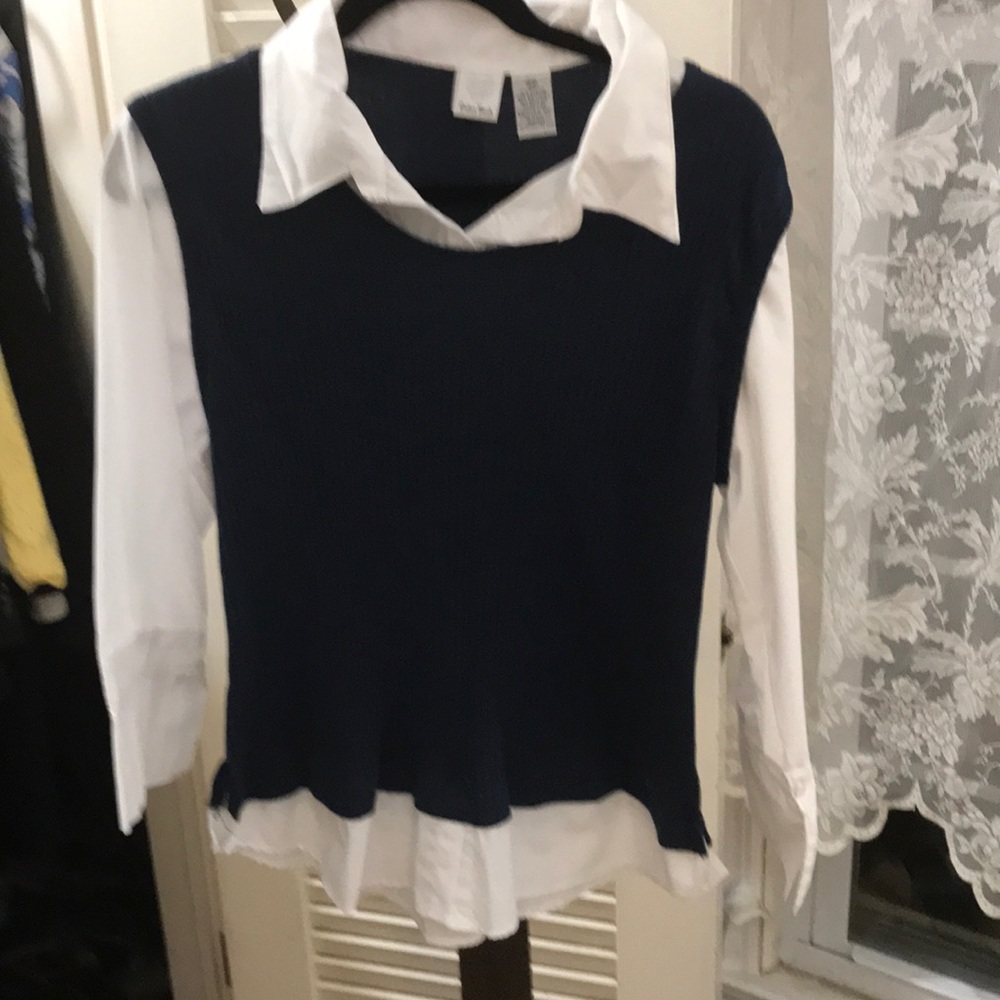 Mock shirt/ sweater combo. 2x. Cotton blend
